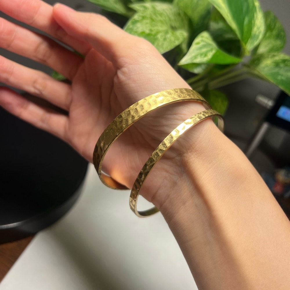 Madewell Elegant Gold Hammered Bangle Bracelet